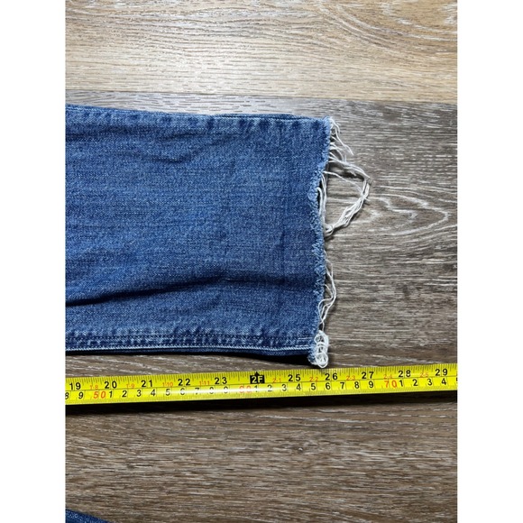 Old Navy Boyfriend Straight Jeans Womens 10 Blue Good Distressed Ripped Raw Hem - Picture 7 of 9